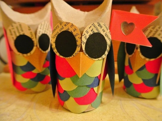 owls made from recycled toilet roll tubes craft