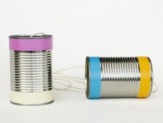 tin can telephone craft made from recycled materials