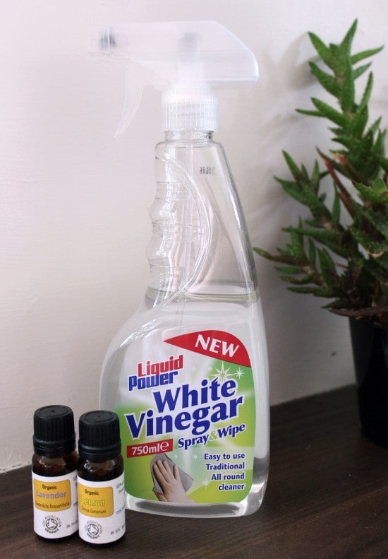household kitchen cleaning products made with vinegar and essential oils