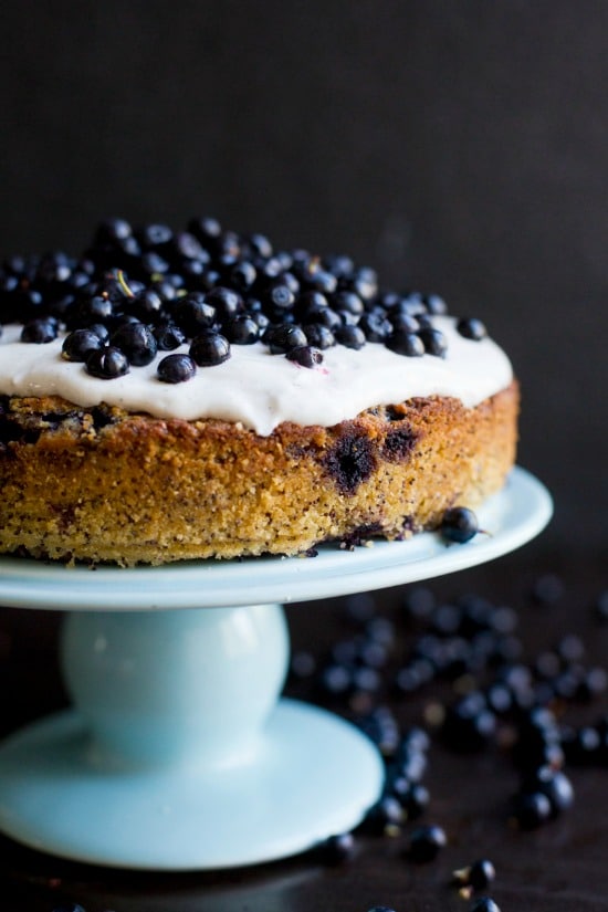 vegan blueberry almond cake