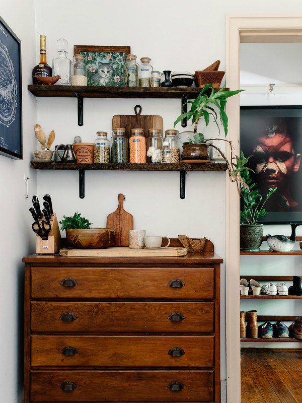 drawers-with-shelves-above-them in this beautiful secondhand house tour