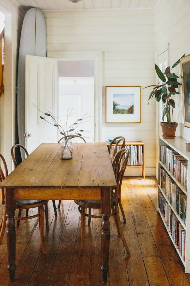rustic dining table as part of an amazing recycled house tour
