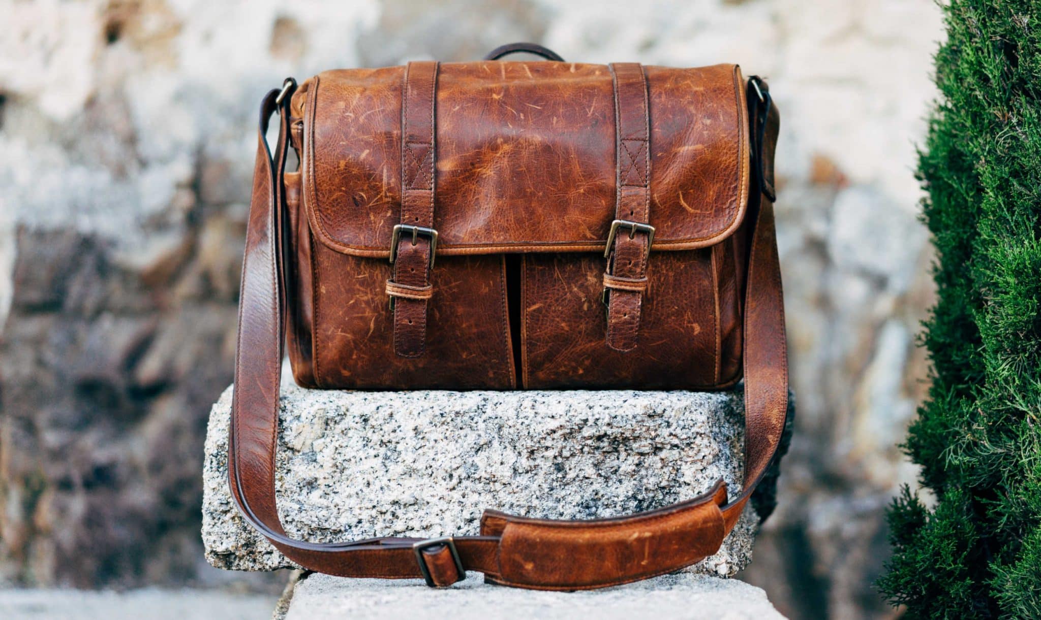 A satchel made from natural tanned leather