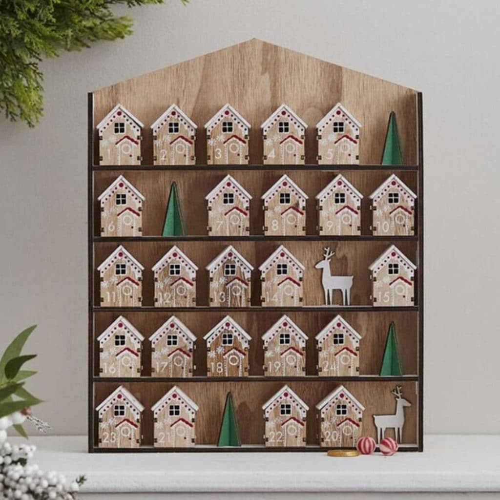 Wooden house advent calendar