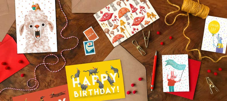Recyclable birthday cards from Emily Nash
