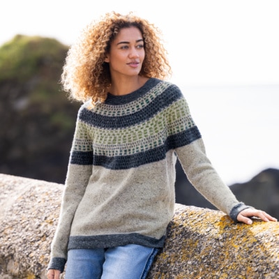 Person wearing Celtic and Co natural fibre clothing