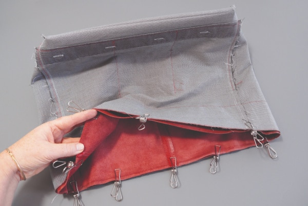 Bag inside out with lining attached