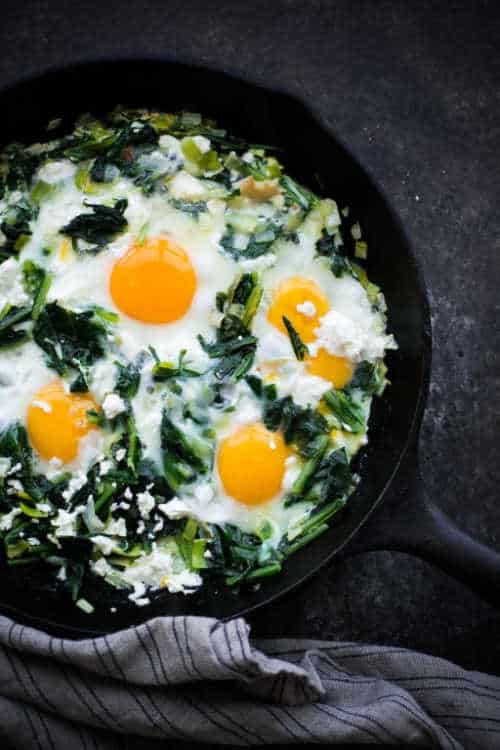 Eggs with spring greens