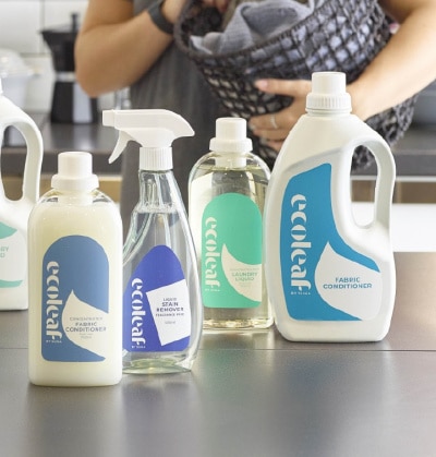 Collection of sustainable laundry products from Ecoleaf
