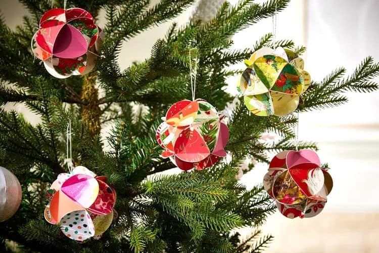 Christmas tree decorations made from old card