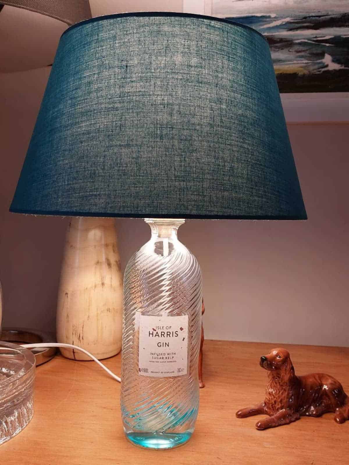 Lamp made from recycled Isle of Harris gin bottle